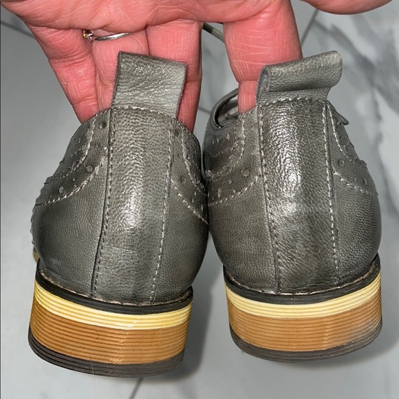 Leather Gray Brogue Oxford Shoes Lace up Formal Dress Shoe Size 37.5 - Picture 4 of 8